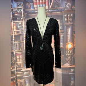 Banjul Black Sequin Banjul‎ Long Sleeve Dress